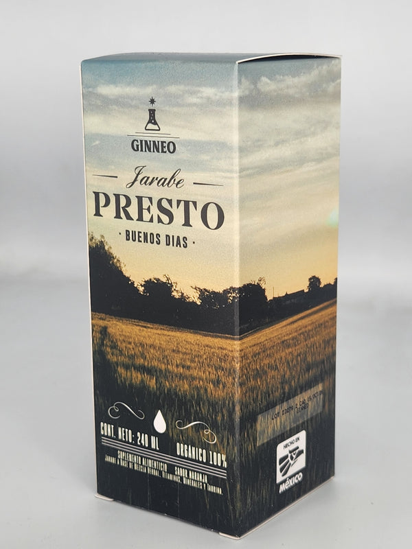 JARABE PRESTO MULTIVITAMINICO CON TAURINA, 240mL SABOR NARANJA